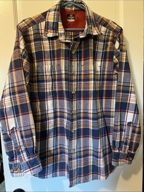 Ridgecut Men's Navy, Cream & Red Plaid Button-Down Shirt